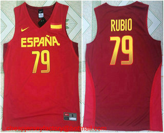 2016 Olympics Team Spain #79 Ricky Rubio Revolution 30 Swingman Red Jersey