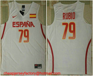 2016 Olympics Team Spain #79 Ricky Rubio Revolution 30 Swingman White Jersey