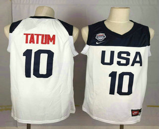 2019 FIBA Team USA #10 Jayson Tatum White Nike Swingman Stitched NBA Jersey