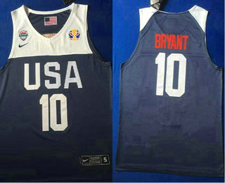 2019 FIBA Team USA #10 Kobe Bryant Revolution 30 Swingman Navy Blue Stitched Jersey