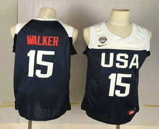 2019 FIBA Team USA #15 Kemba Walker Navy Blue Nike Swingman Stitched NBA Jersey
