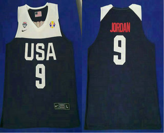 2019 FIBA Team USA #9 Michael Jordan Revolution 30 Swingman Navy Blue Stitched Jersey