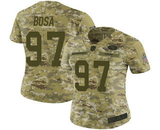 49ers #97 Nick Bosa Camo Women's Stitched Football Limited 2018 Salute to Service Jersey