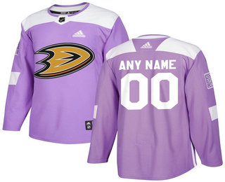 Anaheim Ducks Purple Adidas Hockey Fights Cancer Custom Practice Jersey