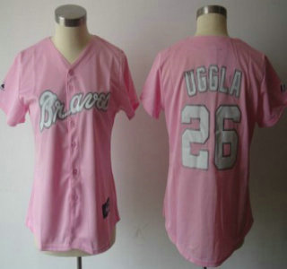 Atlanta Braves #26 Uggla Pink Womens Jersey