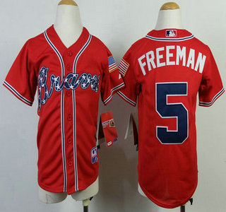 Atlanta Braves #5 Freddie Freeman 2014 Red Kids Jersey