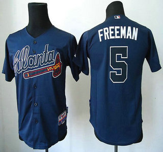 Atlanta Braves #5 Freddie Freeman Navy Blue Kids Jersey