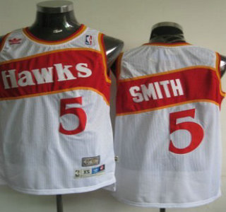 Atlanta Hawks #5 Josh Smith White Hardwood Classics Soul Swingman Throwback Jersey
