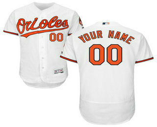Baltimore Orioles White Men's Flexbase Customized Jersey