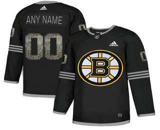 Boston Bruins Black Shadow Logo Print Men's Customized Adidas Jersey