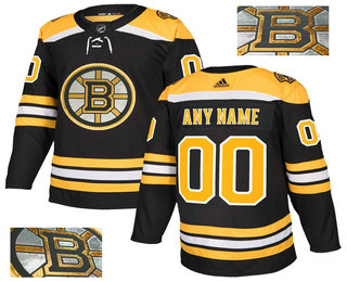 Boston Bruins Customized Black With Special Glittery Logo Adidas Jersey