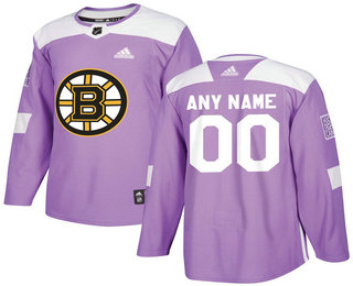 Boston Bruins Purple Adidas Hockey Fights Cancer Custom Practice Jersey
