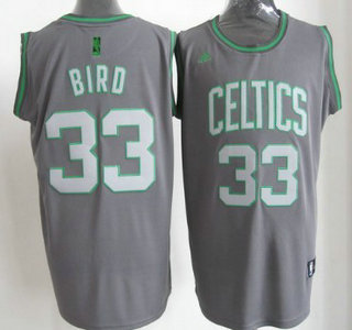 Boston Celtics #33 Larry Bird Gray Shadow Jersey
