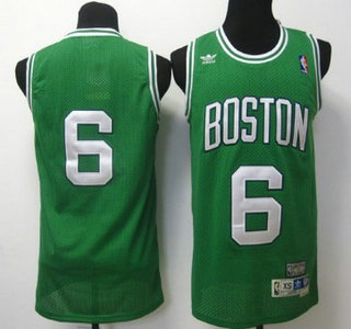 Boston Celtics #6 Bill Russell Green Hardwood Classics Soul Swingman Throwback Jersey