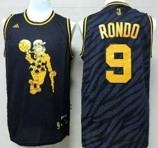 Boston Celtics #9 Rajon Rondo Revolution 30 Swingman 2014 Black With Gold Jersey