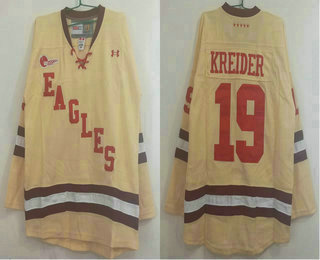 Boston College Eagles #19 Chris Kreider Yellow Stitched Hockey Jersey