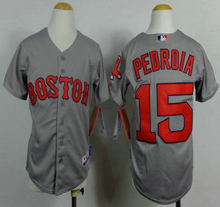 Boston Red Sox #15 Dustin Pedroia 2014 Gray Kids Jersey