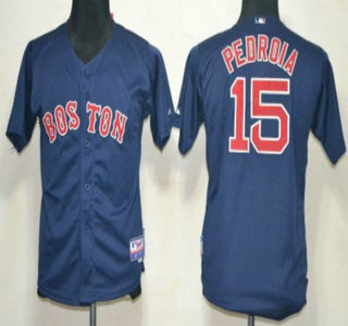 Boston Red Sox #15 Dustin Pedroia Navy Blue Kids Jersey