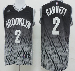 Brooklyn Nets #2 Kevin Garnett Black With White Resonate Fashion Jersey