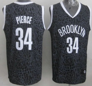 Brooklyn Nets #34 Paul Pierce Black Leopard Print Fashion Jersey