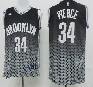 Brooklyn Nets #34 Paul Pierce Black With White Resonate Fashion Jersey
