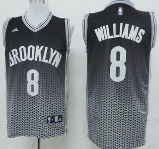 Brooklyn Nets #8 Deron Williams Black With White Resonate Fashion Jersey