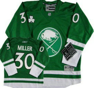 Buffalo Sabres #30 Ryan Miller St. Patrick's Day Green Kids Jersey