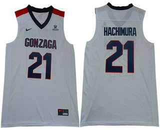 Men's Gonzaga Bulldogs #21 Rui Hachimura White Basketball Stitched NCAA Jersey