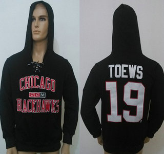 CCM Chicago Blackhawks #19 Jonathan Toews Black Hoody