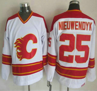 Calgary Flames #25 Joe Nieuwendyk White Throwback CCM Jersey