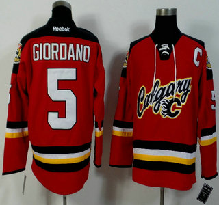 Men's Calgary Flames #5 Mark Giordano 2015 Red Jersey