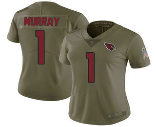 Cardinals #1 Kyler Murray Olive Women's Stitched Football Limited 2017 Salute to Service Jersey