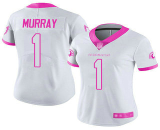 Cardinals #1 Kyler Murray White Pink Women's Stitched Football Limited Rush Fashion Jersey