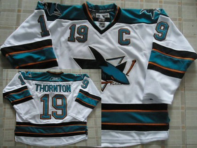 Cheap San Jose Sharks 19 Joe Thornton White Jersey