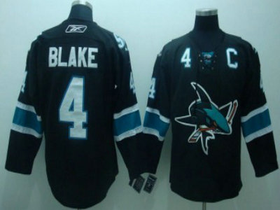 Cheap San Jose Sharks 4 Rob Blake Black Jersey