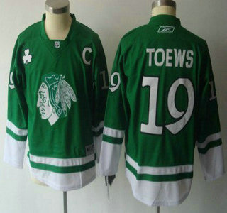 Chicago Blackhawks #19 Janathan Toews St. Patrick's Day Green Kids Jersey