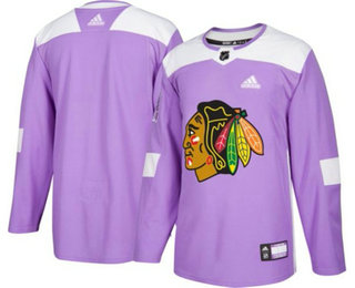 Chicago Blackhawks Purple Adidas Hockey Fights Cancer Custom Practice Jersey