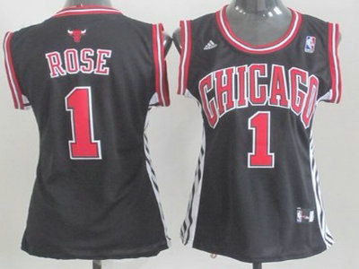 Chicago Bulls 1 Derek Rose Black Authentic Womens Jersey