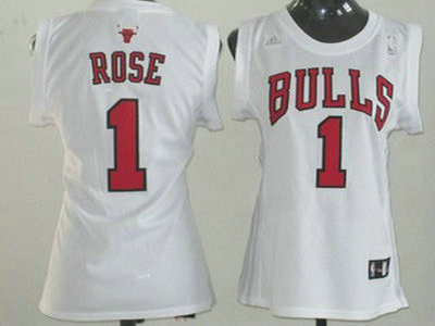 Chicago Bulls 1 Derek Rose Revolution 30 Swingman White Womens Jersey