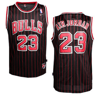 Chicago Bulls #23 Air Jordan Nickname Black Pinstripe Soul Swingman Jersey