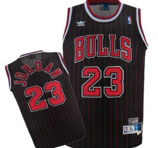 Chicago Bulls #23 Michael Jordan Black Pinstripe Hardwood Classics Soul Swingman Throwback Jersey