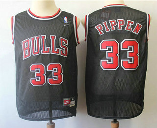 Chicago Bulls #33 Scottie Pippen Black Throwback Nike Jersey