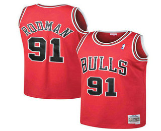 Chicago Bulls #91 Dennis Rodman 1997-98 Red Hardwood Classics Soul Swingman Throwback Jersey