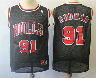 Chicago Bulls #91 Dennis Rodman Black Throwback Nike Jersey