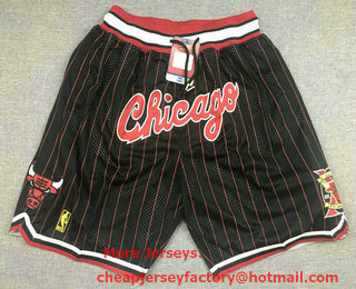 Chicago Bulls Black With Red Pinstripe Throwback 10TH Just Don Swingman Shorts