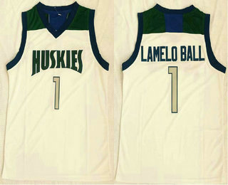 Chino Hills Huskies #1 Lamelo Ball High School Basketball Stitched White Jersey