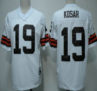 Cleveland Browns #19 Bernie Kosar White Throwback Jersey
