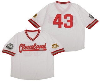 Cleveland Buckeyes #43 White No Name Stitched Baseball Jersey