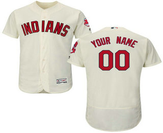 Cleveland Indians Cream Men's Customized Flexbase Jersey