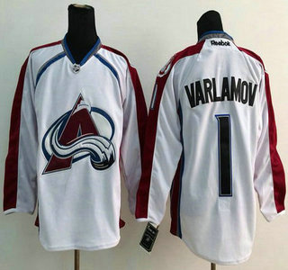 Colorado Avalanche #1 Semyon Varlamov White Jersey